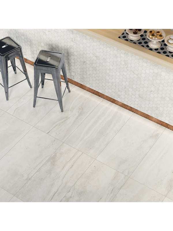 Gresie Travertin Rev White