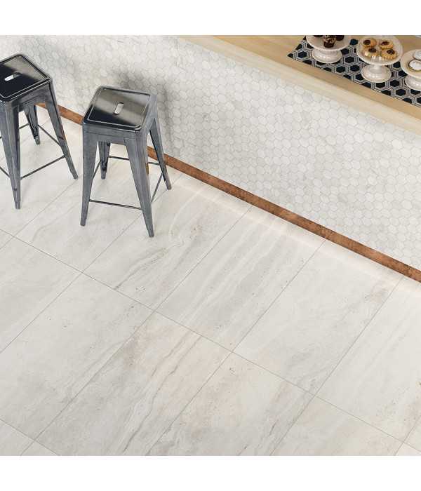 Gresie Travertin Rev White